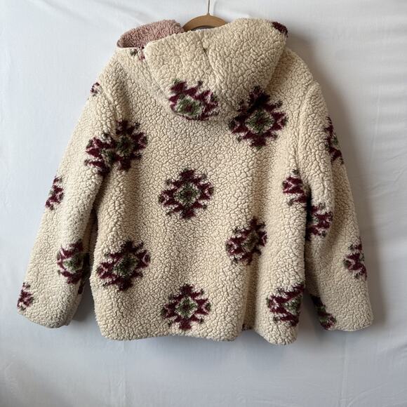 Love Tree The Soft Life Reversible Sherpa Hooded Jacket Womens S Cottagecore - Picture 2 of 11